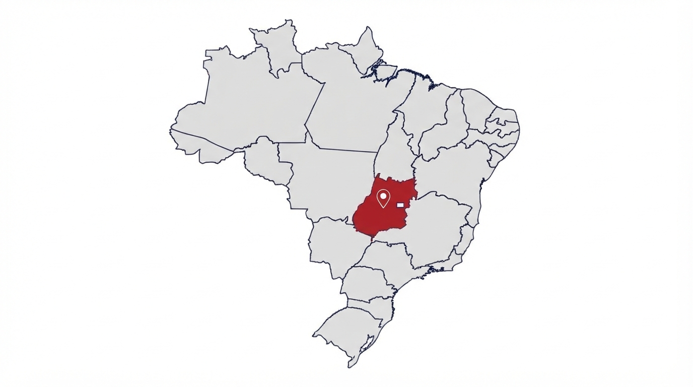 Mapa do Brasil com o estado de Goiás destacado