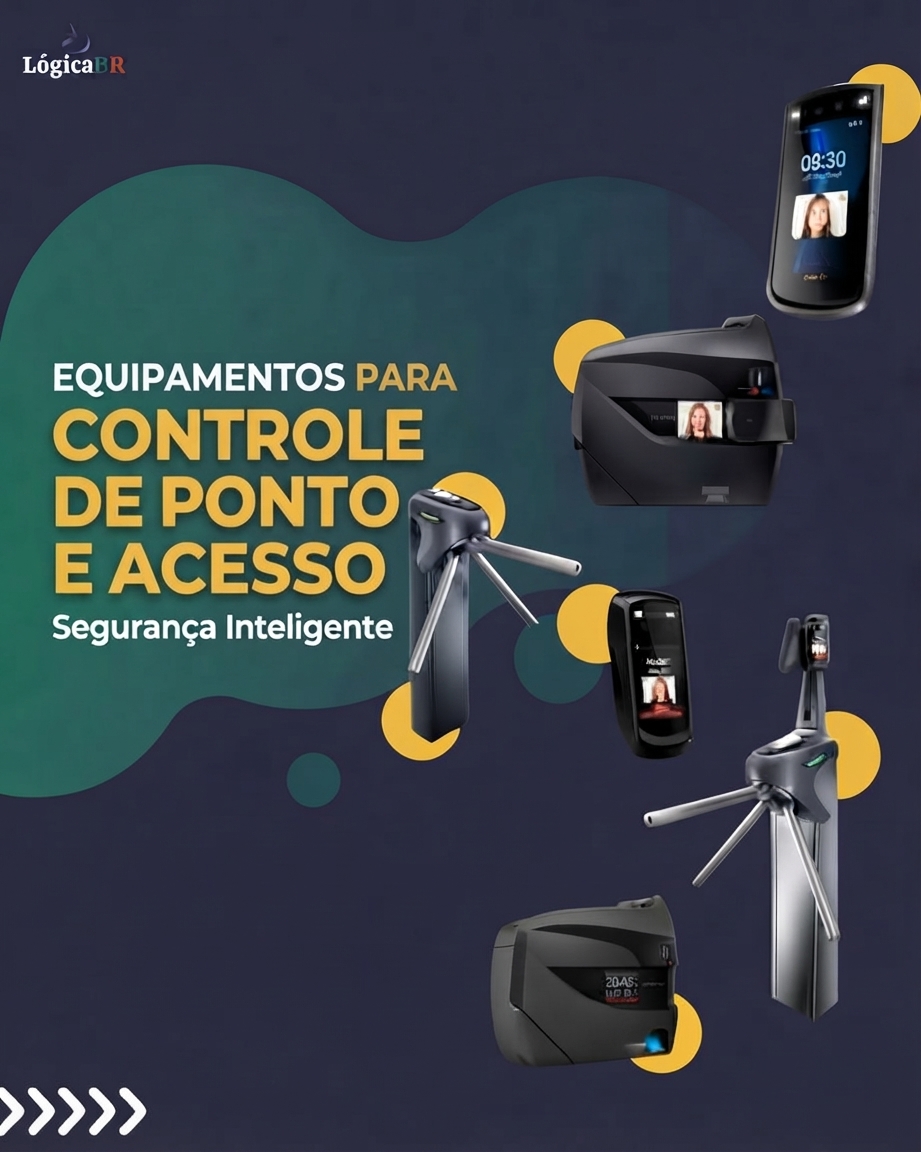 Equipamentos para controle de ponto e acesso da LógicaBR: IDFace, IDFace Max, IDClass Facial, IDClass Biométrico, Catraca IDBlock e Catraca IDBlock Next